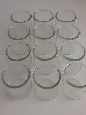 (12) small clear glass jars  - NOT FOR FOOD" approx.  6oz each.